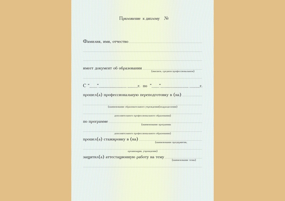 Пример приложения к диплому страница 1